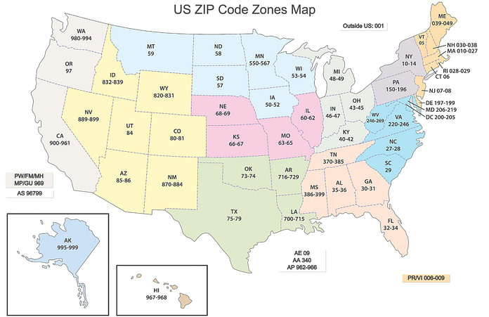 Zip codes